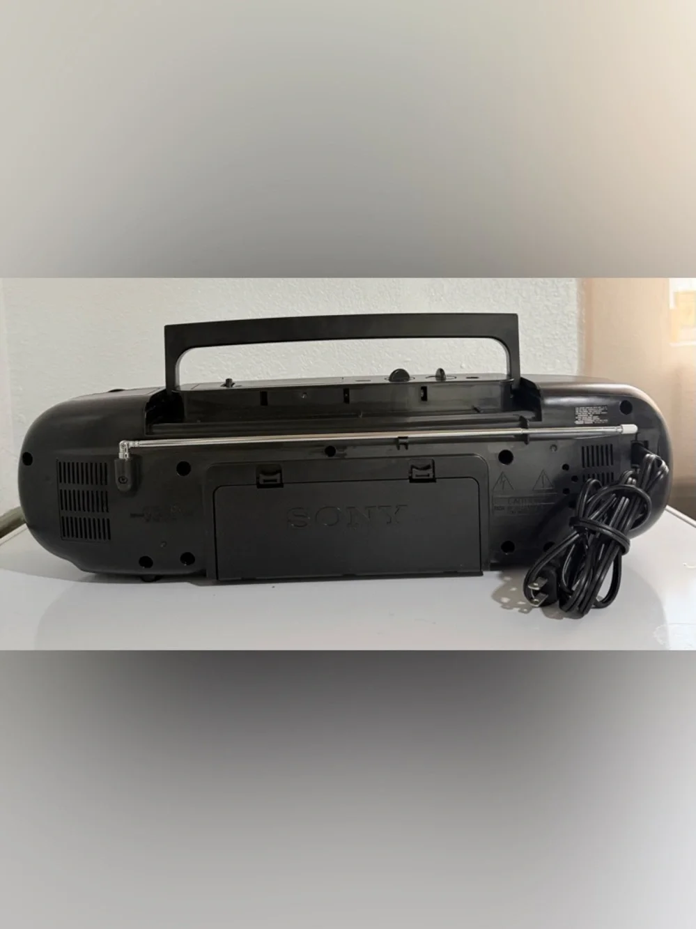 Vintage Sony Black Portable Boombox with AM/FM Radio and Dual Cassette